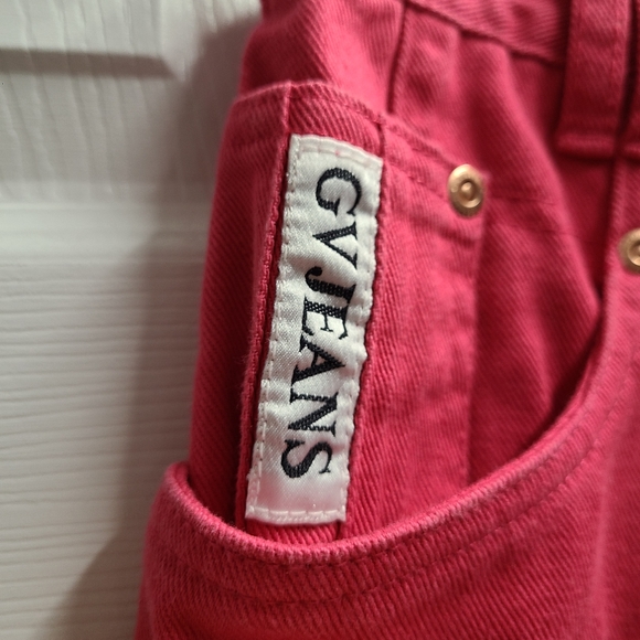 Vintage 90s High Waisted Hot Pink Mom Jean Shorts - Picture 2 of 5